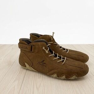 Salkin Mens Tan Mid Top Driving Shoes Sneakers EU 44 Lace Up Ankle Strap Brown